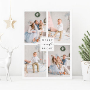 Festividades Cartão de Natal Elegante Alegre & Brilhante com 4 