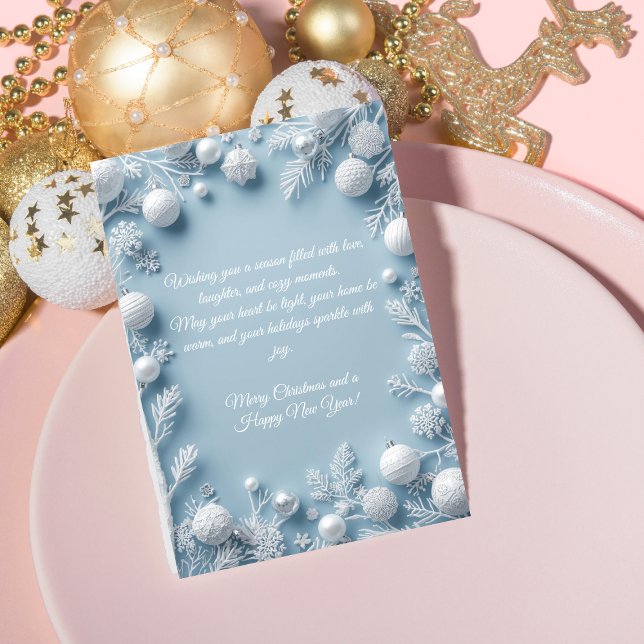 Festividades Cartão de Natal Elegante Azul e Branco (Criador carregado)