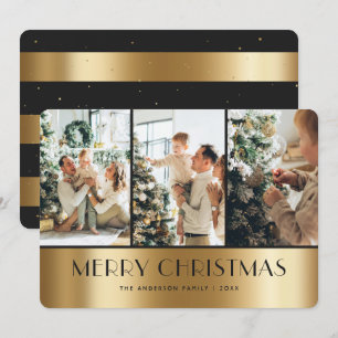 Festividades Cartão de Natal Elegante Black Dourado 3 Fotografi