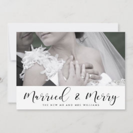 Festividades Cartão de Natal Elegante Casado e Feliz