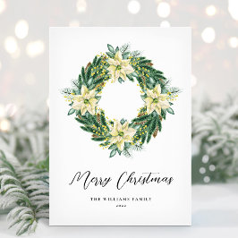 Festividades Cartão de Natal Elegante com Coroa de Natal Não-Fo