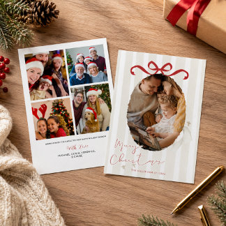 Festividades Cartão de Natal Elegante com Foto da Família