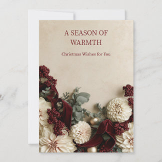 Festividades Cartão de Natal Elegante de Dahlia Burgundy