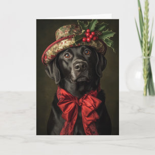 Festividades Cartão de Natal Elegante Labrador Preto Vitoriano