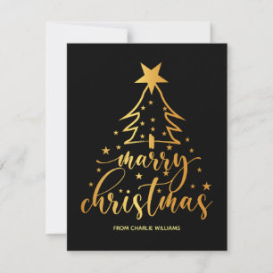 Festividades Cartão de Natal Elegante para Tipografia Dourada