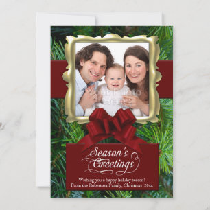 Festividades Cartão de Natal Elegante Pine/Red/Frame Fotográfic