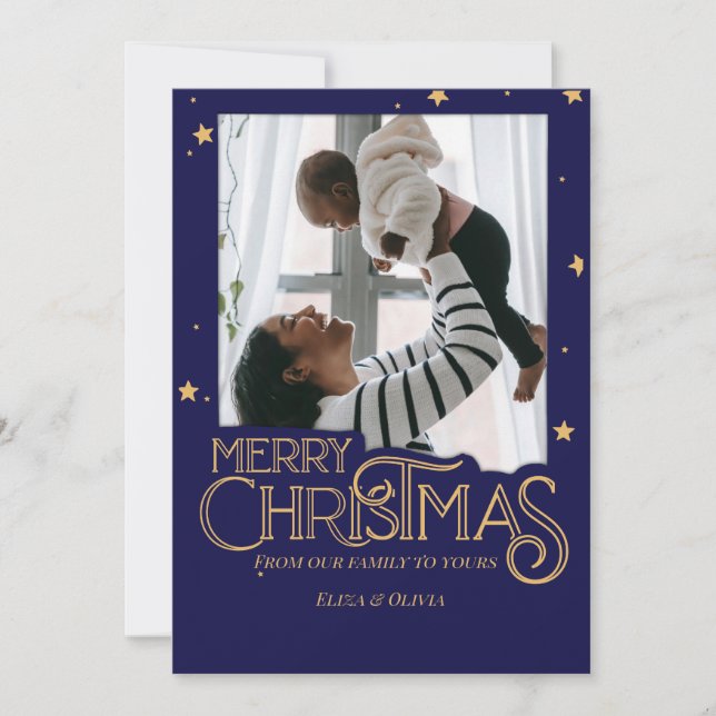 Festividades Cartão de Natal Elegante Starry Night (Frente)