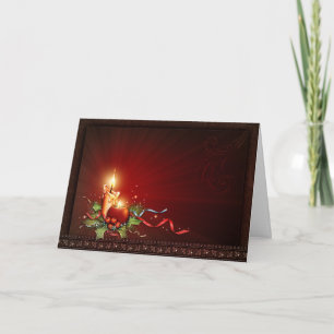 Festividades Cartão de Natal Elegante, Vermelho e Dourado