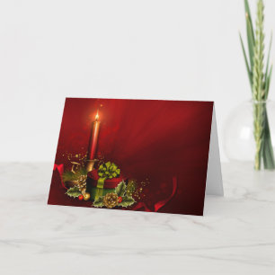Festividades Cartão de Natal Elegante, Vermelho e Dourado