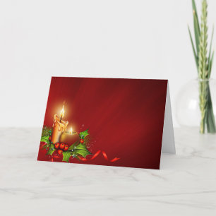 Festividades Cartão de Natal Elegante, Vermelho e Dourado