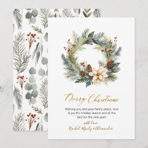Festividades Cartão de Natal Elegante Wreath Greenery