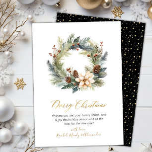 Festividades Cartão de Natal Elegante Wreath Greenery