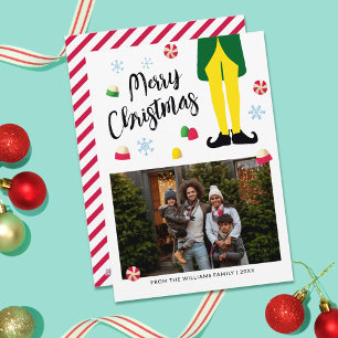 Festividades Cartão de Natal Elf com Foto