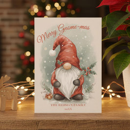 Festividades Cartão de Natal em Aquarela com Gnome