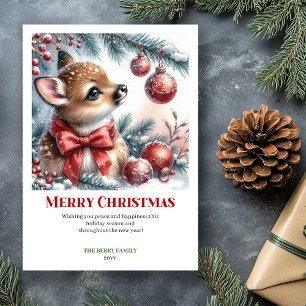 Festividades Cartão de Natal em Aquarela de Floresta Nevada Pur
