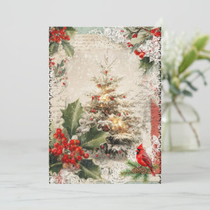 Festividades Cartão de Natal em Estilo Abstrato de Mídia Mista