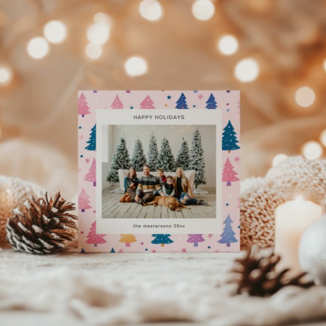 Festividades Cartão de Natal em estilo desenho com árvores de N (Criador carregado)