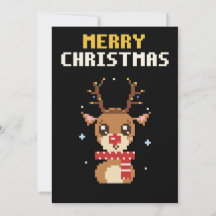 Cartão de Natal em Pixel Art de Rena