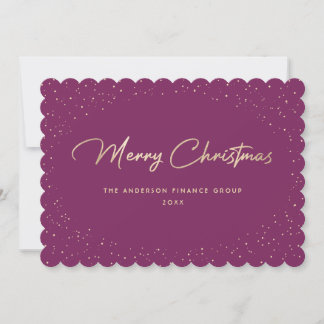 Festividades Cartão de Natal Empresarial Elegante Ameixa Dourad