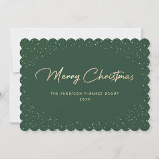 Festividades Cartão de Natal Empresarial Elegante Verde e Doura