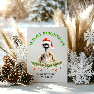 Festividades Cartão de Natal Emu Australiano em Aquarela Divert