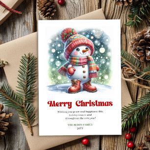 Festividades Cartão de Natal encantador de boneco de neve para