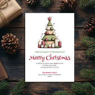 Festividades Cartão de Natal engraçado e editável de árvore de