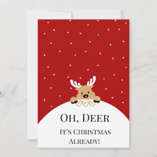 Festividades Cartão de Natal engraçado "Oh Deer... É Natal Já!"