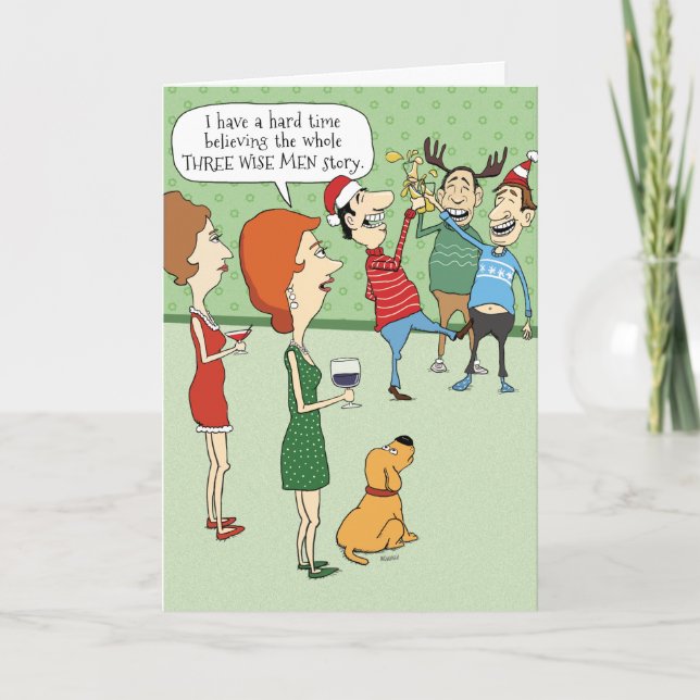 Festividades Cartão de Natal Engraçado: Três Sábios (Frente)