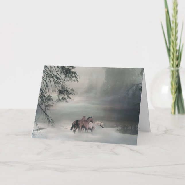 Festividades Cartão de Natal Equino Cavalo Do Outro Lado Da Mil (Frente)