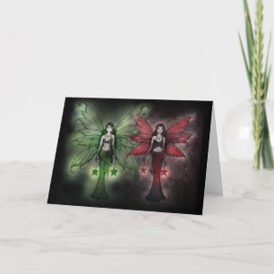 Festividades Cartão de Natal Fadas Verde e Vermelho