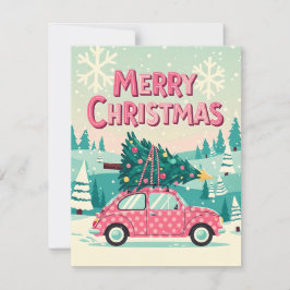 Festividades Cartão de Natal Feliz Com Carro Antigo