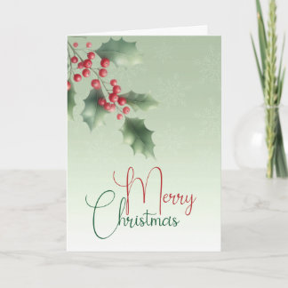 Festividades Cartão de Natal Feliz com Galho de Azevinho