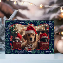 Festividades Cartão de Natal Feliz Desenhado para a Mão Fotográ