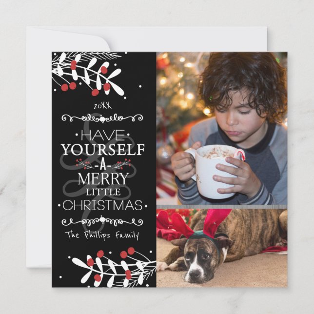 Festividades Cartão de Natal Feliz... Frutas Vermelhas Foto (Frente)