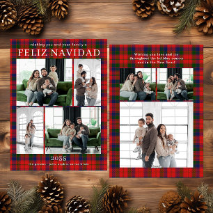 Festividades Cartão de Natal Feliz Multi Foto Xadrez Vermelho