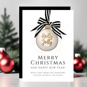 Festividades Cartão de Natal Feliz Natal Bauble Black White