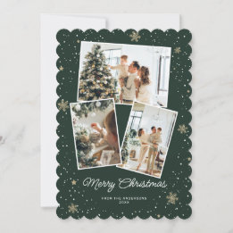 Festividades Cartão de Natal Feliz para a Colagem de Fotos Verd