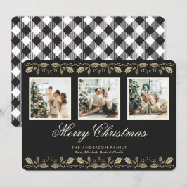 Festividades Cartão de Natal Feliz para a Xadrez Branca Preta