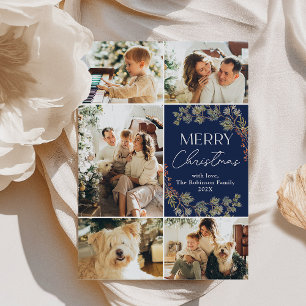 Festividades Cartão de Natal Feliz para Colagem de Fotos Azul M
