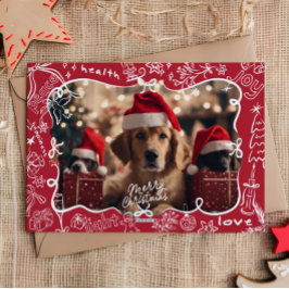Festividades Cartão de Natal Feliz para Foto Desenhada à Mão