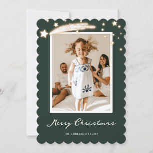 Festividades Cartão de Natal Feliz para Foto Estrelada Verde El