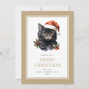 Festividades Cartão de Natal Feliz para Gato Preto e Cura Negra