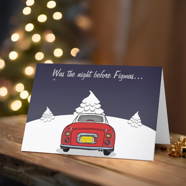 Festividades Cartão de Natal Feliz para o Carro Vermelho Figaro (Happy Fig-mas! A fun figgy themed christmas card to send to your car! (or your figgy loving friends))