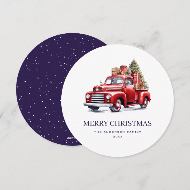 Festividades Cartão de Natal Feliz para Truck Vermelho (Frente/Verso)