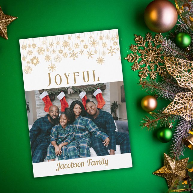 Festividades Cartão de Natal Feliz Snowflake (Joyful Snowflake Photo Christmas Card)