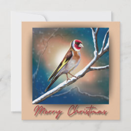 Festividades Cartão de Natal Festivo com Ilustração Goldfinch