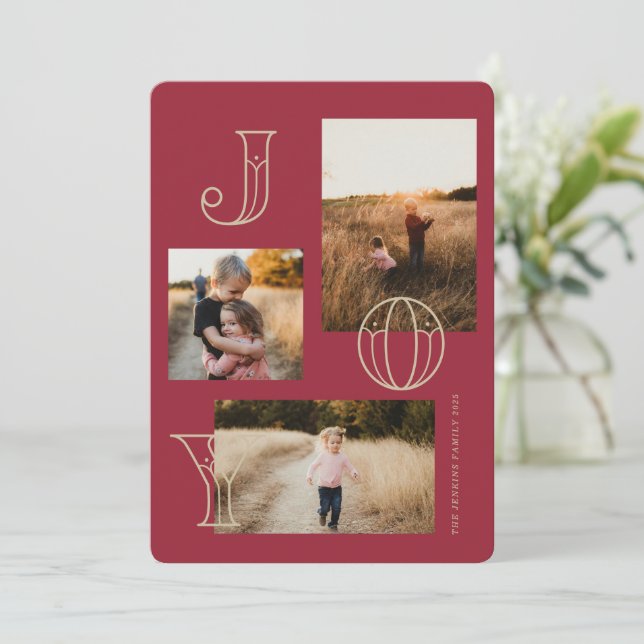 Festividades Cartão de Natal Festivo De 3 Fotos (Em pé/Frente)