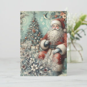 Festividades Cartão de Natal Festivo do Papai Noel Vintage sem