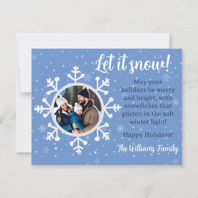 Festividades Cartão de Natal Flat com Desejos de Floco de Neve (Frente)